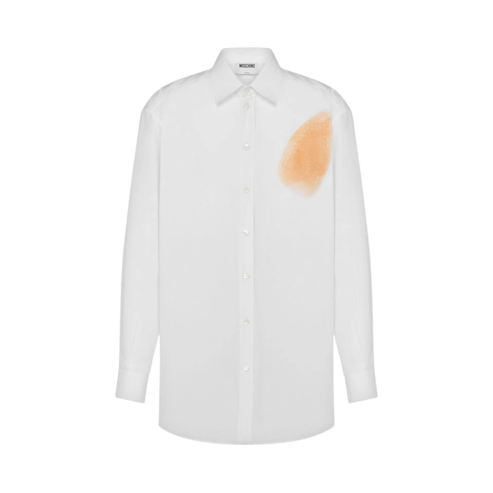 Moschino Men's White Cotton Poplin Shirt Archive