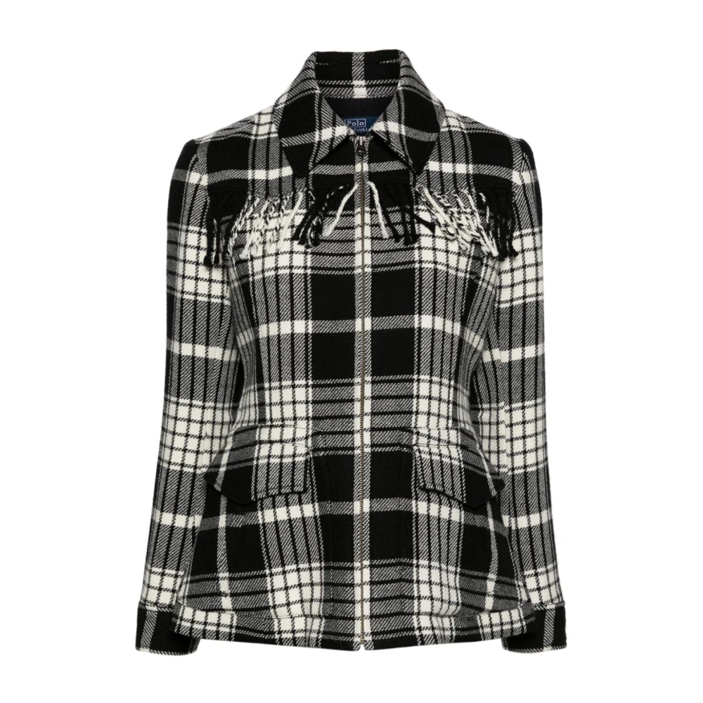 Ralph Lauren Wollen Jas met Franjes Black Dames