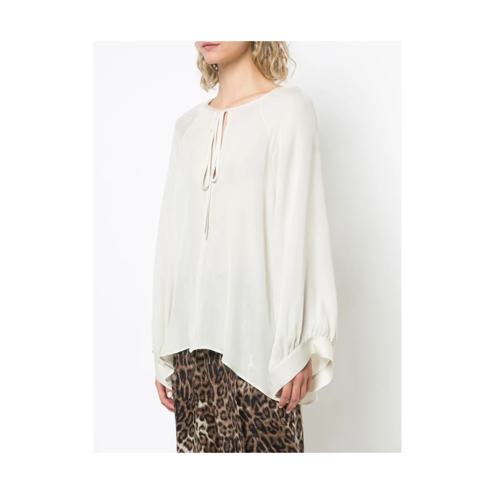 Nili Lotan Witte Zijden Strik Hals Blouse White Dames