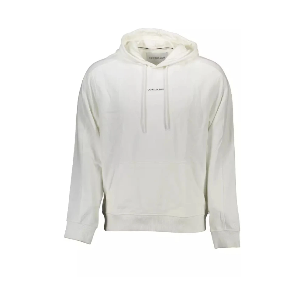 Calvin Klein Men's White Hoodies, 2XL, Cotton Hooded Jumper