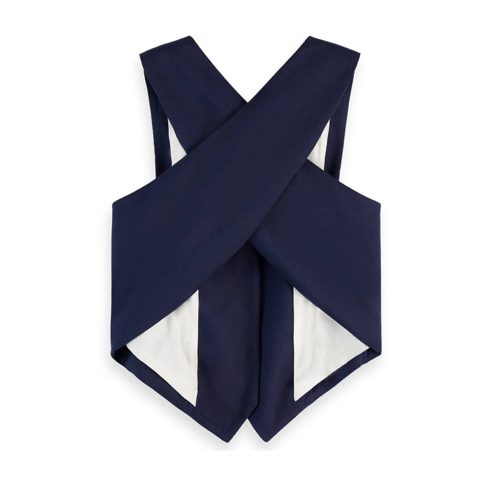 Scotch & Soda Gabardine Twill Cross Back Vest Blue Dames