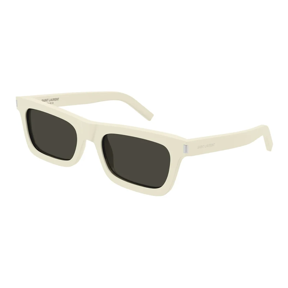 Saint Laurent Unisex White Sunglasses, 54 Mm, Rectangular Ivory Sunglasses With Grey Lenses