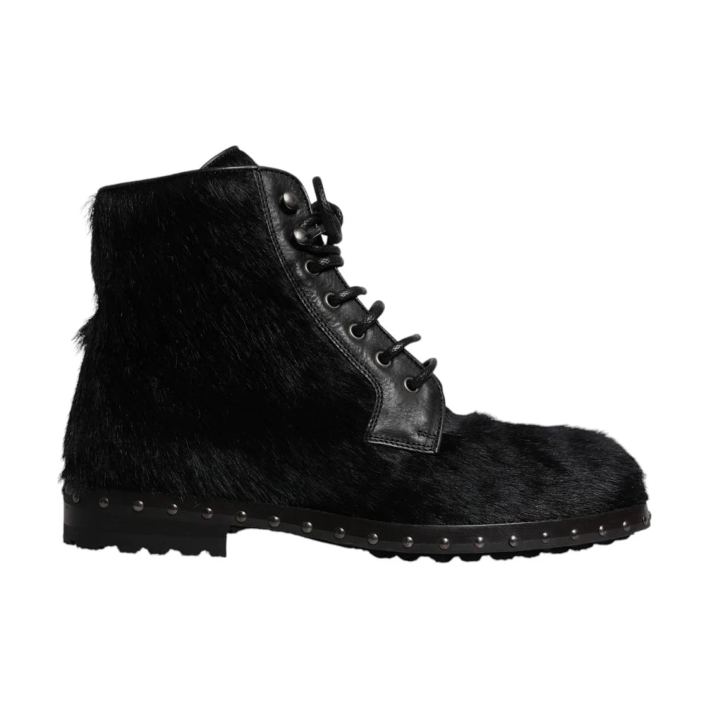 Dolce & Gabbana Men's Black Studded Leather Ankle Boots