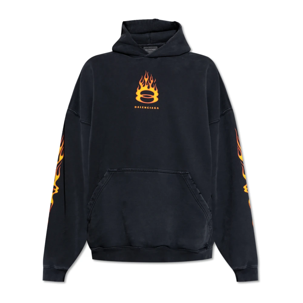 Balenciaga Zwarte Vlamprint Hoodie Black Heren