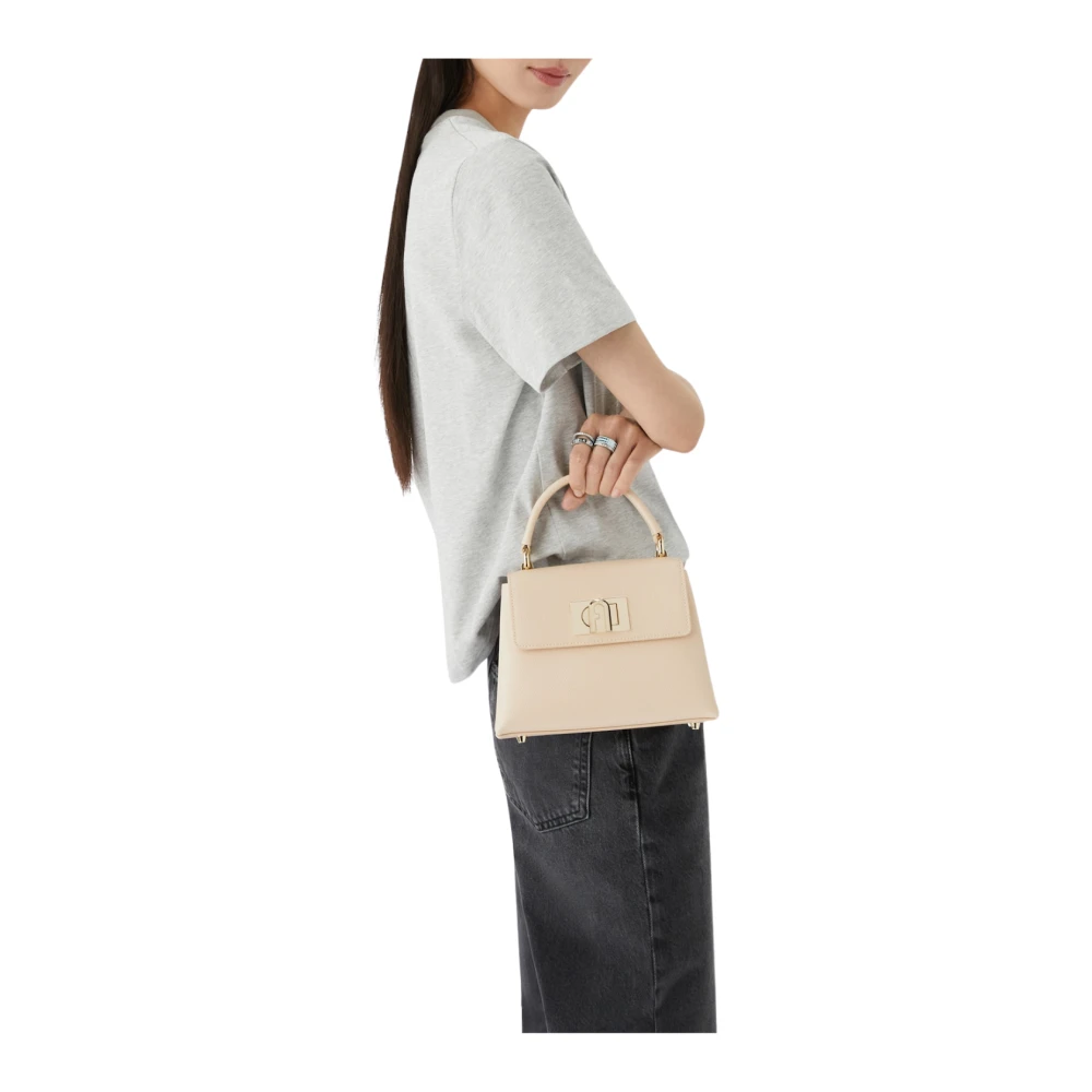 Furla Mini Top Handvat Tas Ballerina Stijl Beige Dames