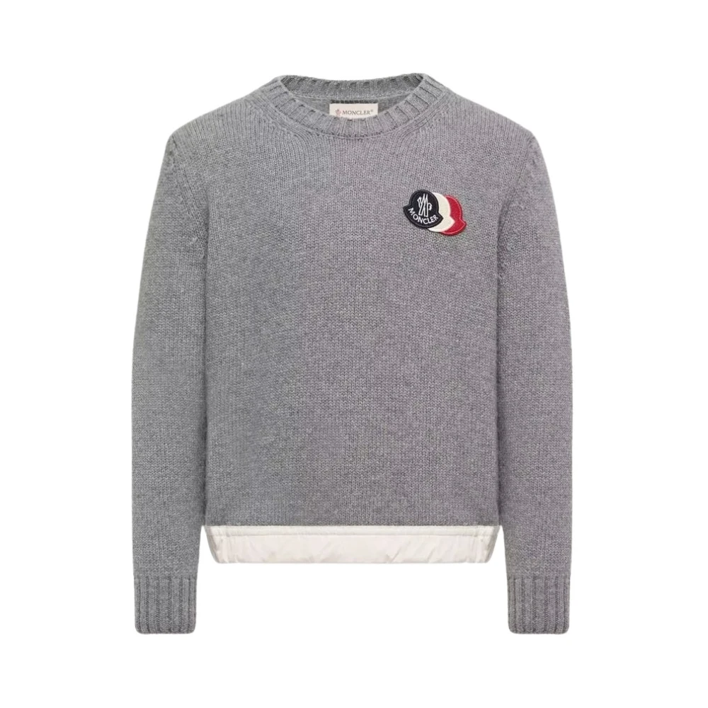 Moncler Triple Logo Jumper - Unisex - Kids Knitwear - Gray - 8 Y - Kids