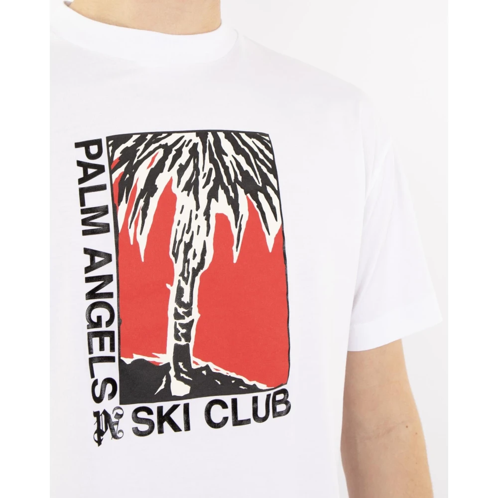 Palm Angels Heren Ski Club T-Shirt Wit White Heren
