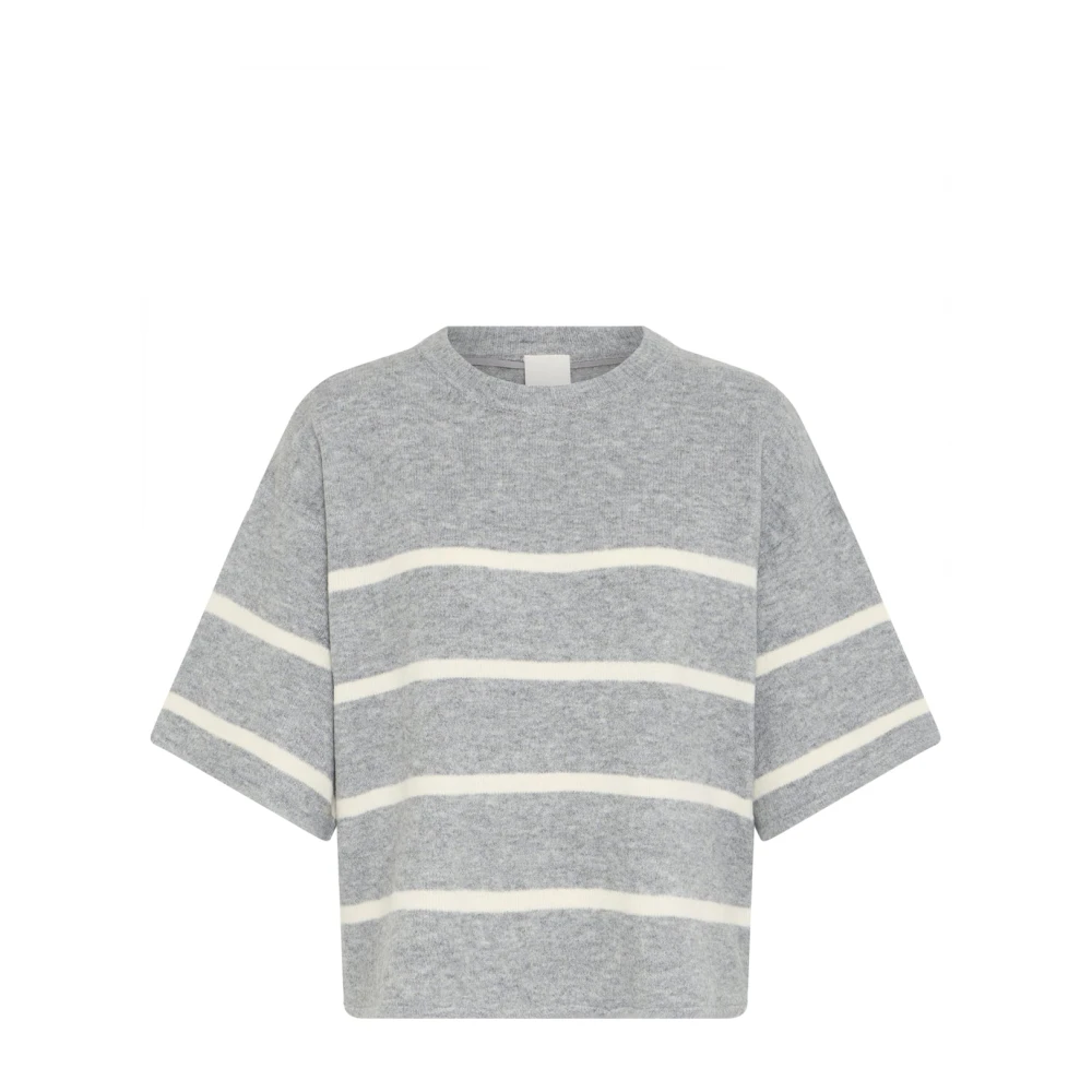 Ichi Gray Soft Knit Jumper Grey Almond Milk - Female - T-Shirts - Xl - Tops
