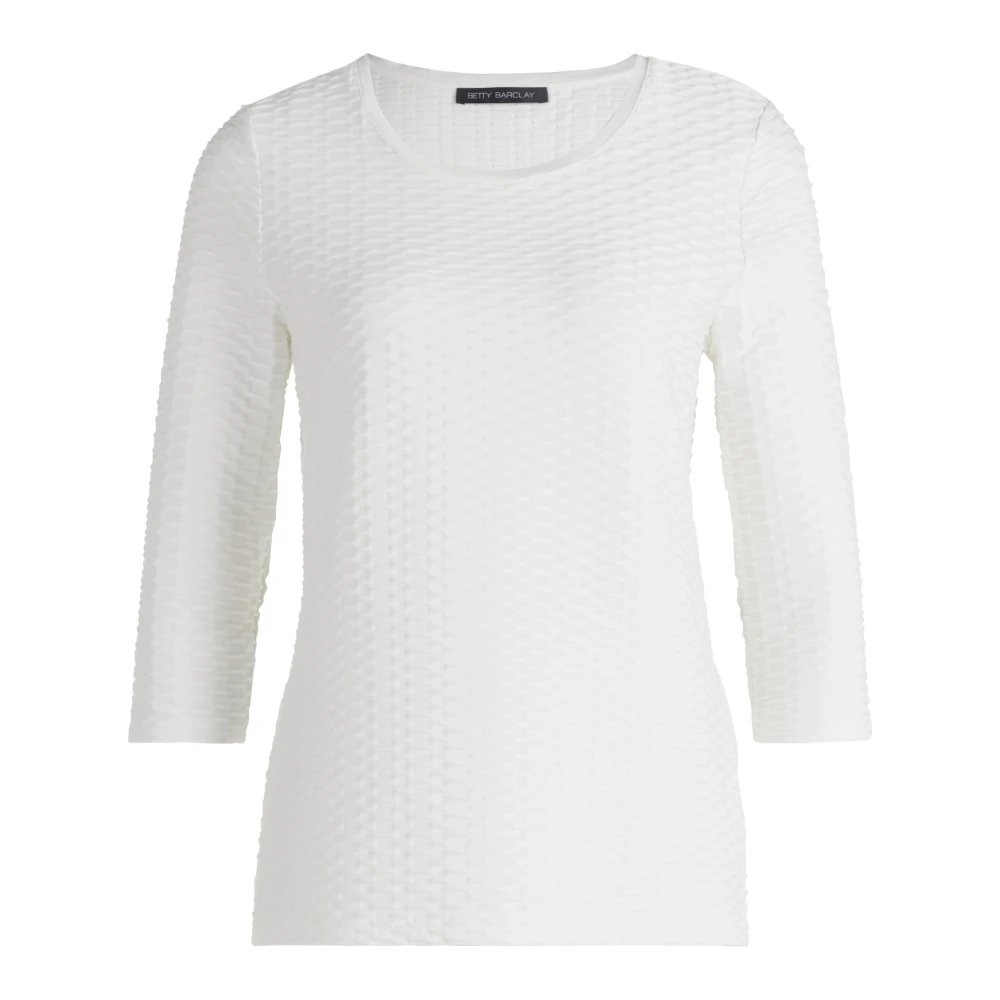 Betty Barclay Bloemen Basic Shirt met Ronde Hals White Dames