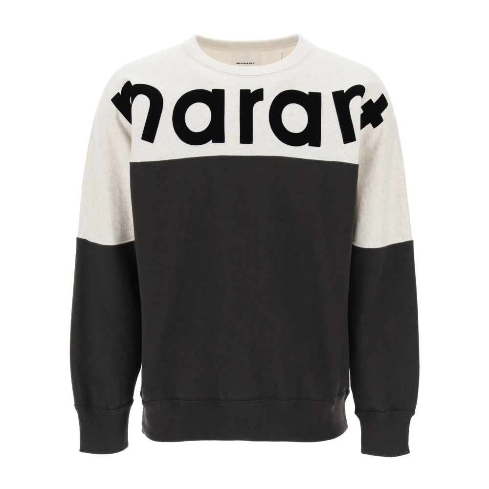 Isabel marant Melange Crew-Neck T-Shirt met Flocked Logo Black Heren