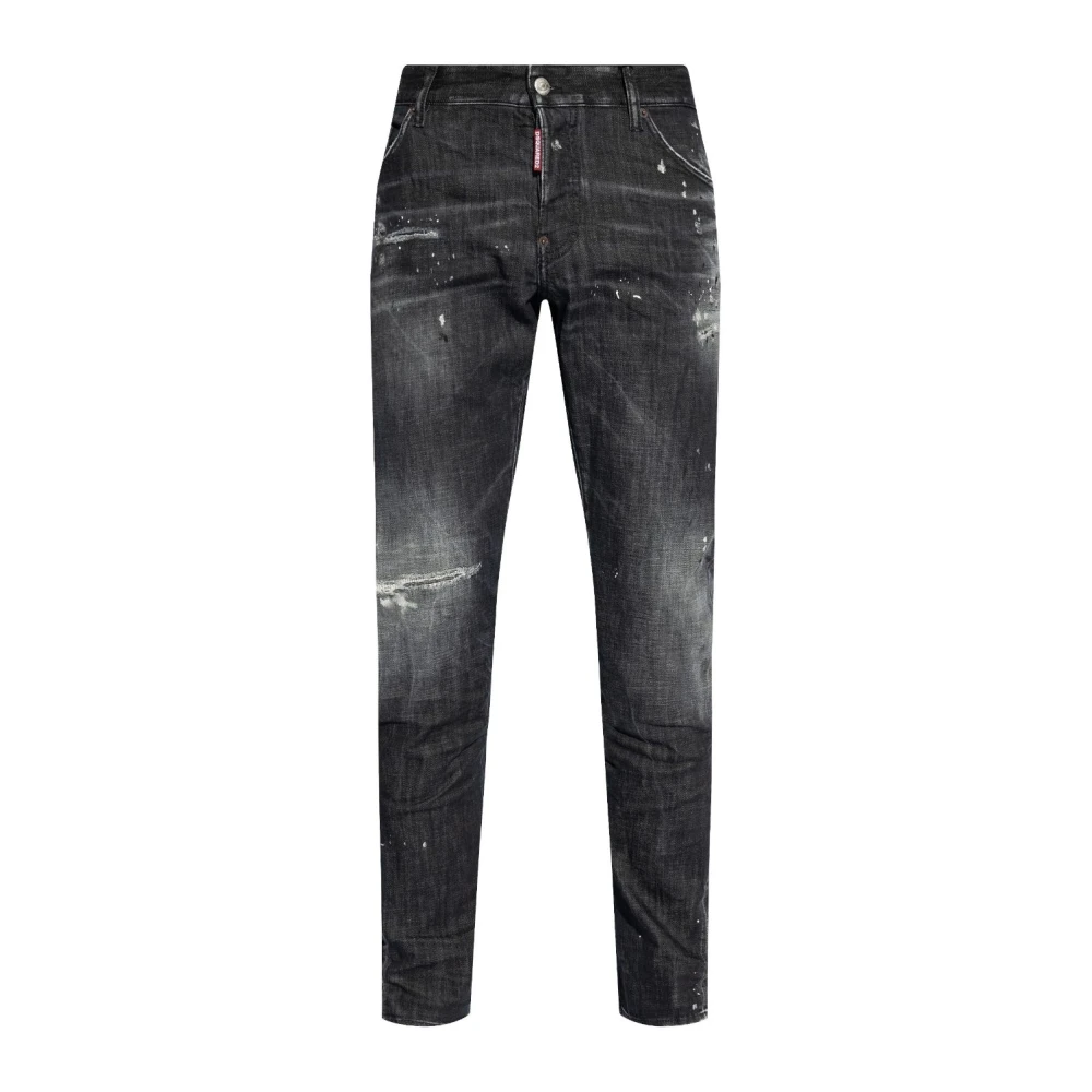 Dsquared2 Distressed Skinny Jeans med Logo Detaljer Black, Herr