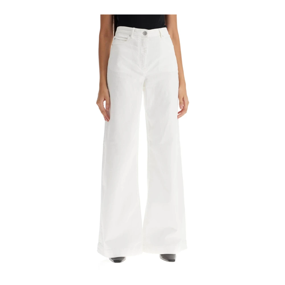 Pinko Hoge Taille Wijde Pijp Twill Broek White Dames