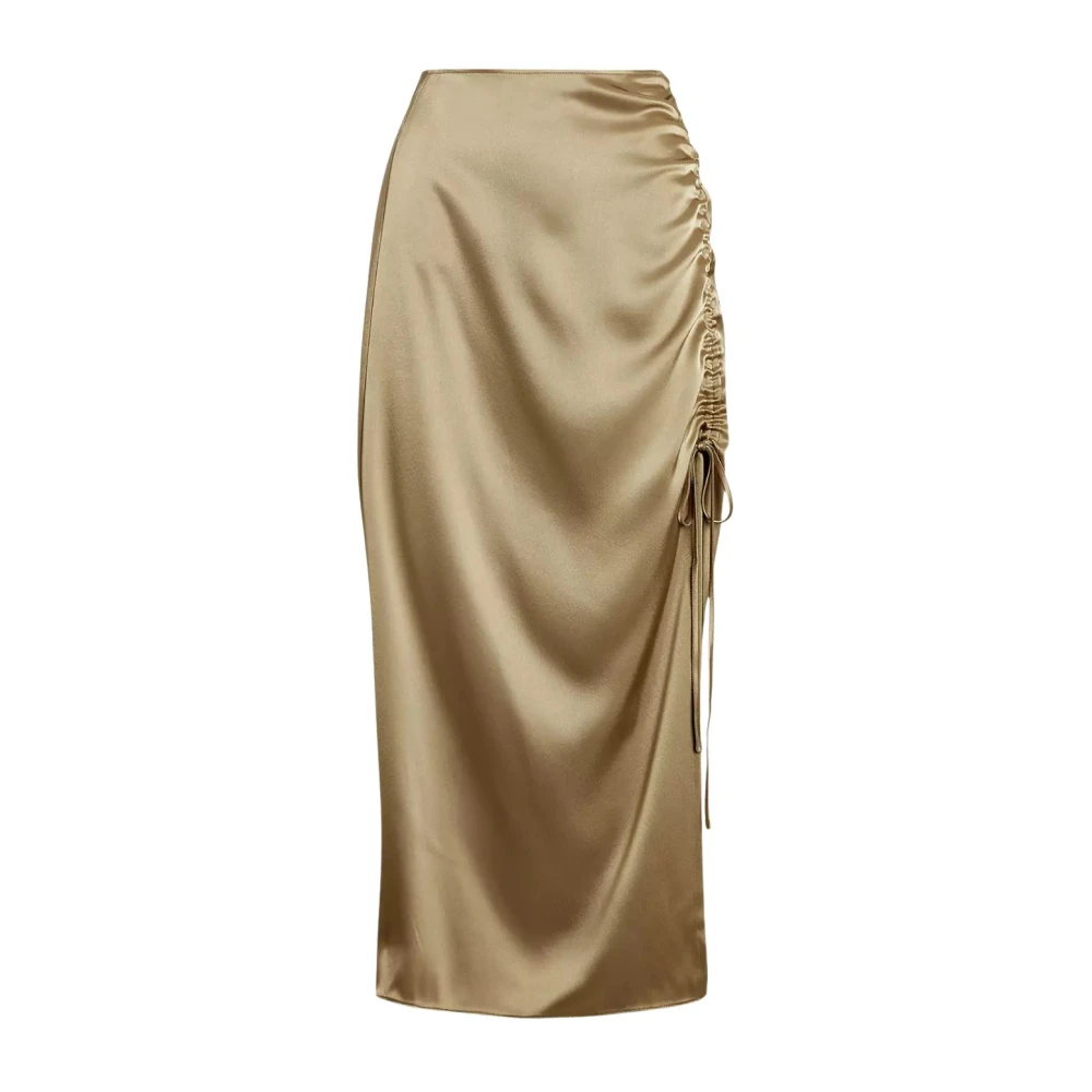 Ralph Lauren Satijnen midi-rok met strik Green Dames