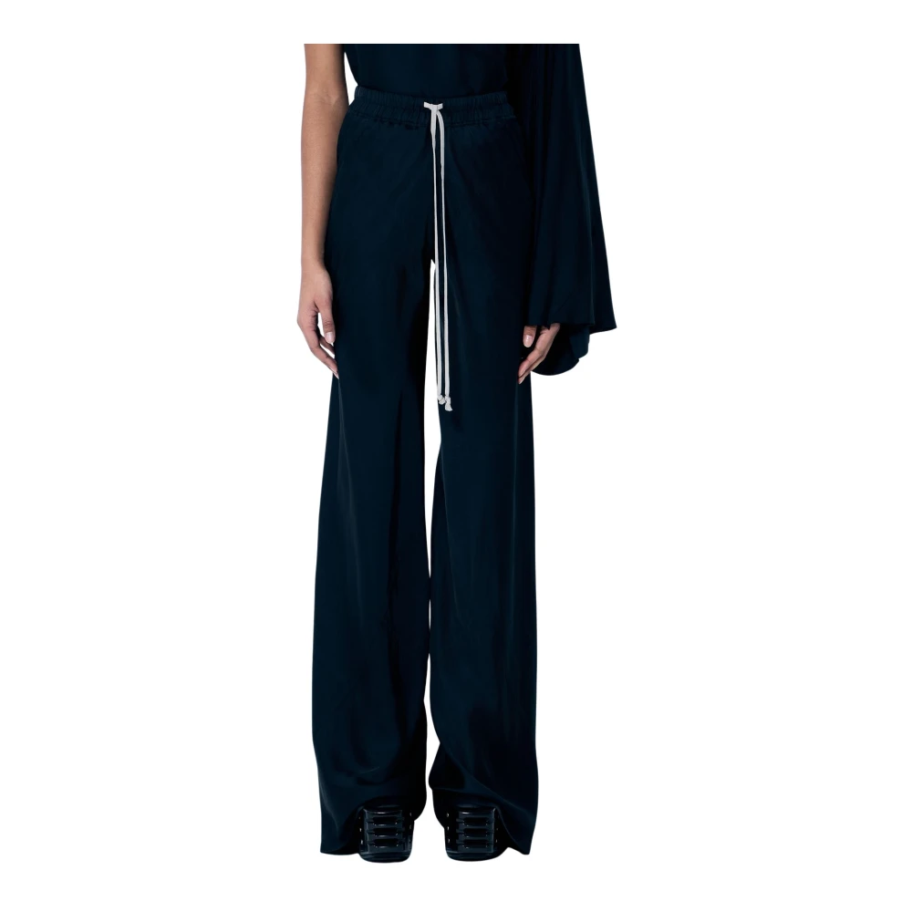 Rick Owens Satijnen Weefsel Panel Constructie Broek Black Dames