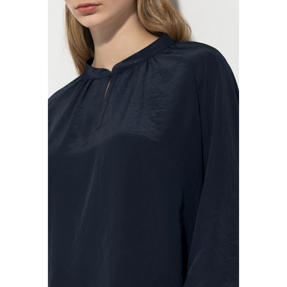 LUISA CERANO Midnight Blue Tuniek Blouse met Ruchedetails Blue Dames