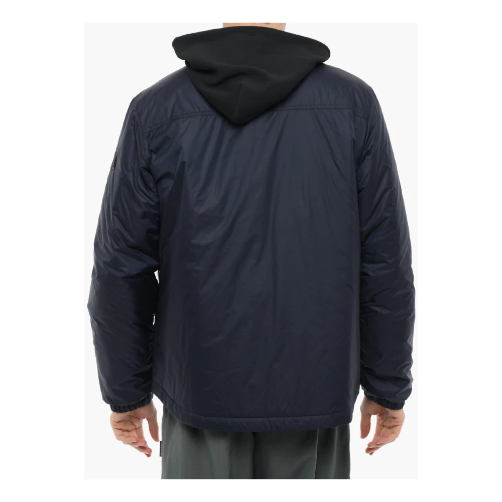 Woolrich Blauwe Gewatteerde Jas Rits Logo Blue Heren