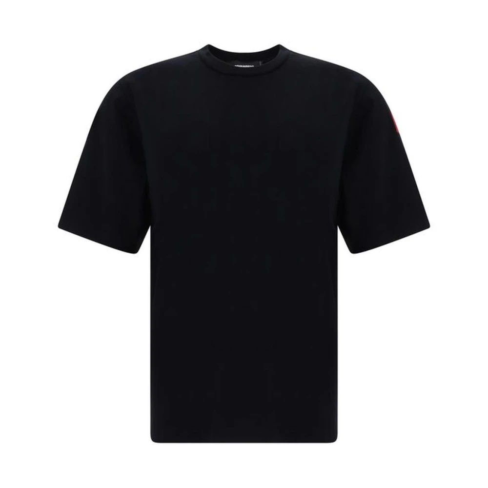 Dsquared2 Monochrome Katoenen T-shirt met Geribbelde Ronde Hals Black Heren