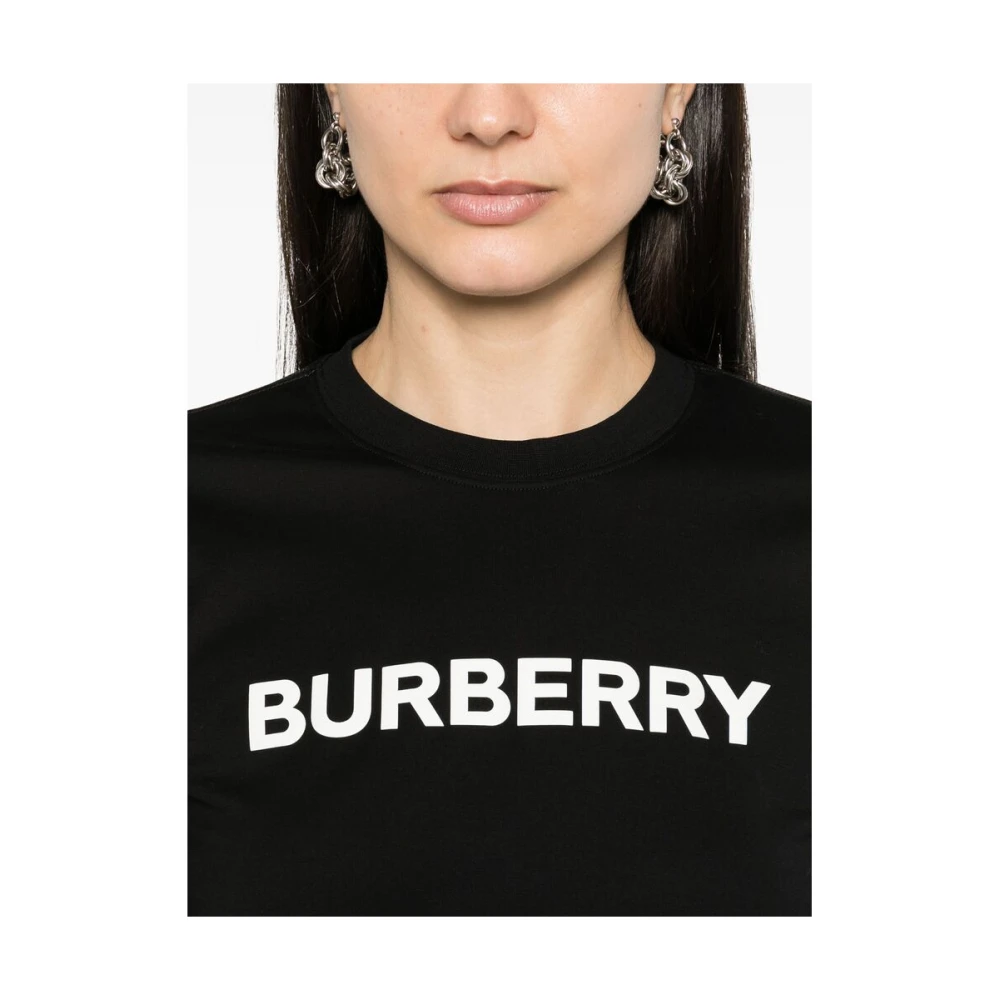Burberry Logo Print Katoenen T-shirt Black Dames