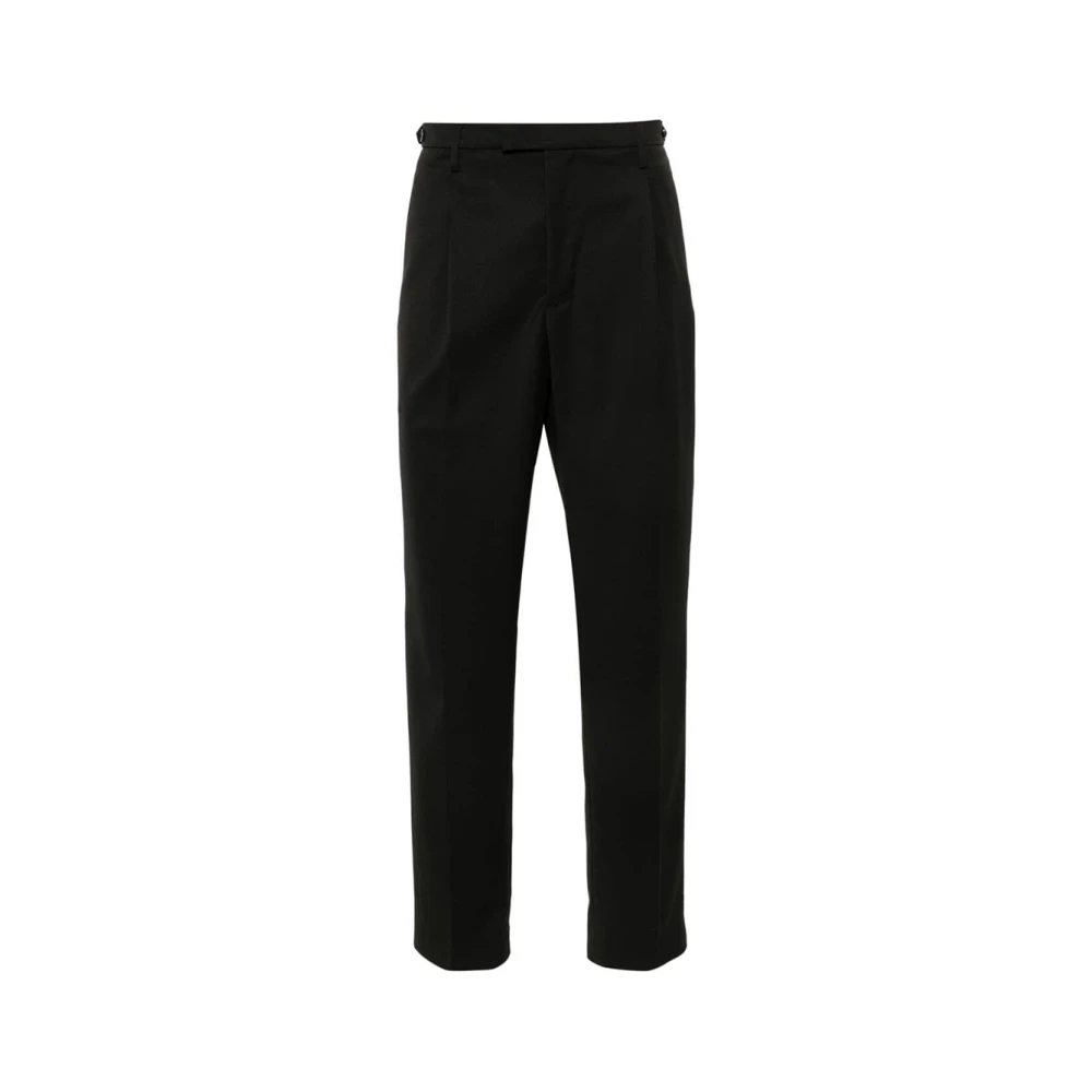 Barena Venezia Zwarte Wol Slimme Broek met Plooien Black Heren