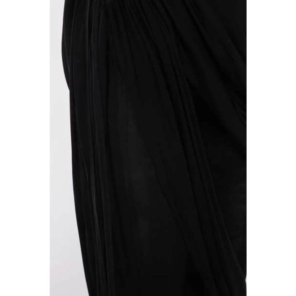 Andrea Adamo Zwarte Flare Broek met Gedrapeerde Zijbanden Black Dames