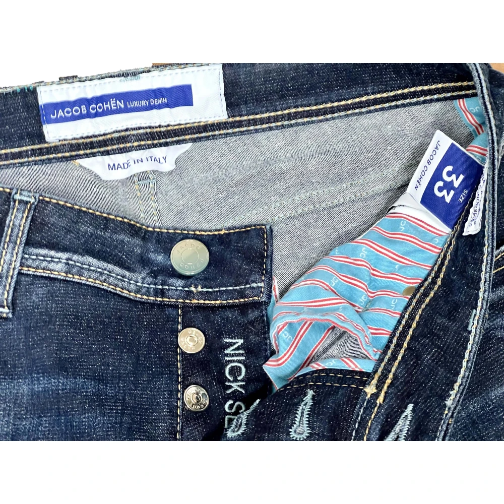 Jacob Cohën Turquoise Label Slim Donker Gewassen Jeans Blue Heren