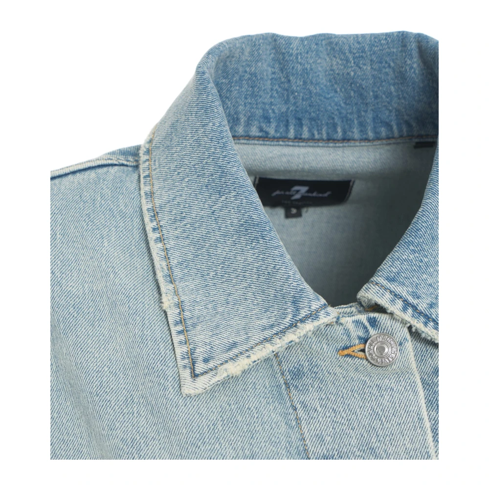 7 For All Mankind Blauwe Oversized Denim Jacket Oli Blue Dames