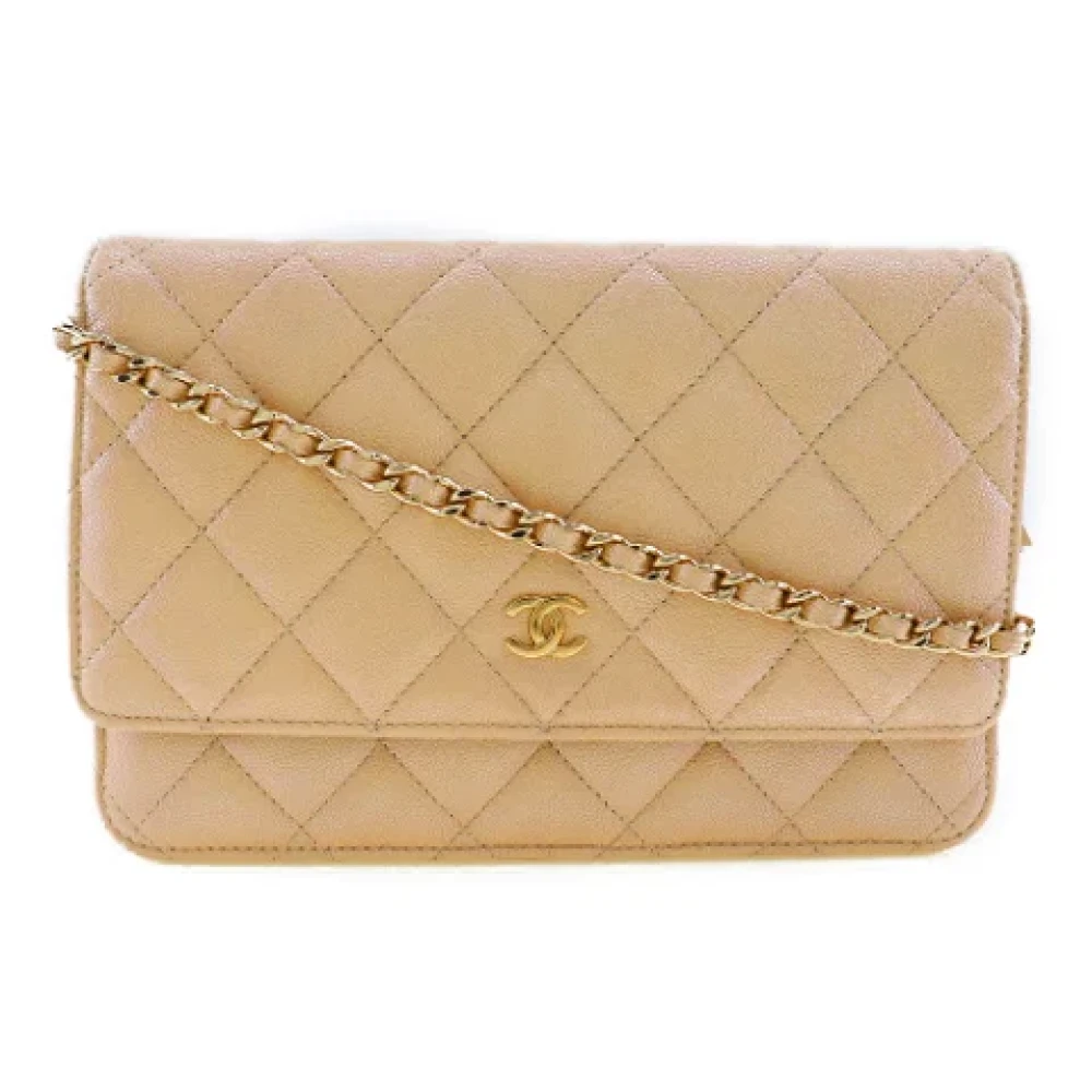 Chanel Vintage Pre-owned Leather chanel-bags Beige Dames