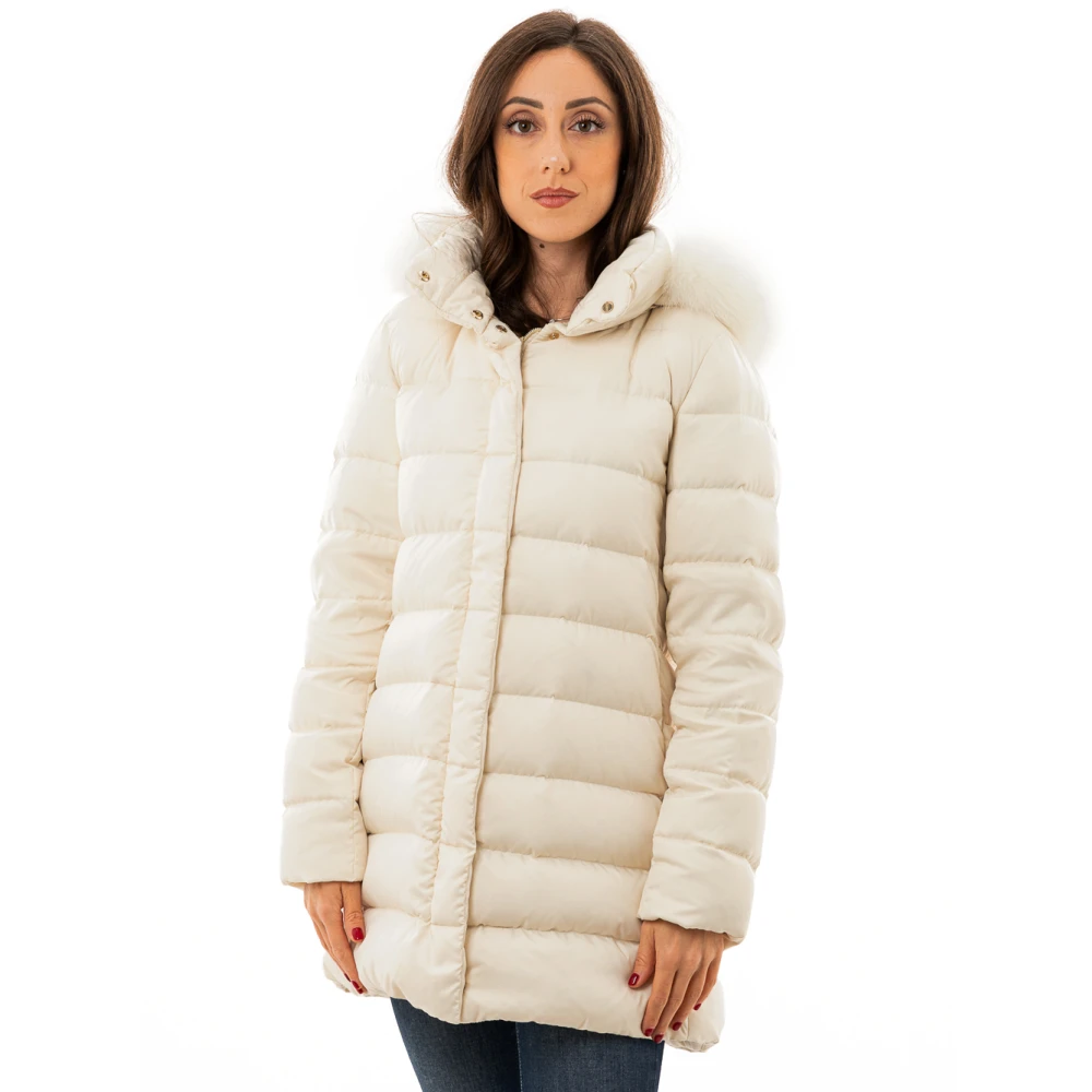 Herno Gewatteerde parka met afneembare capuchon White Dames
