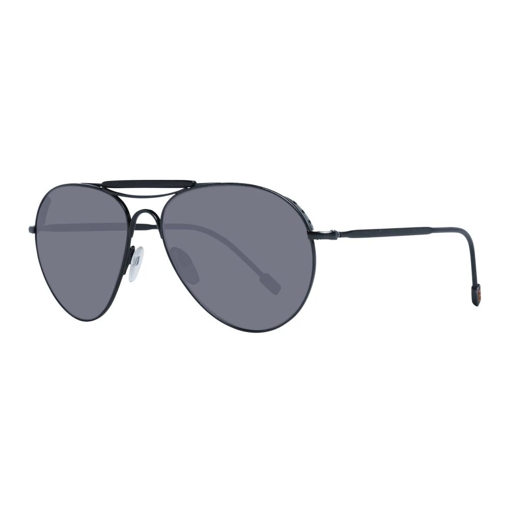 Ermenegildo Zegna Zwarte Aviator Zonnebril voor Mannen Black Heren