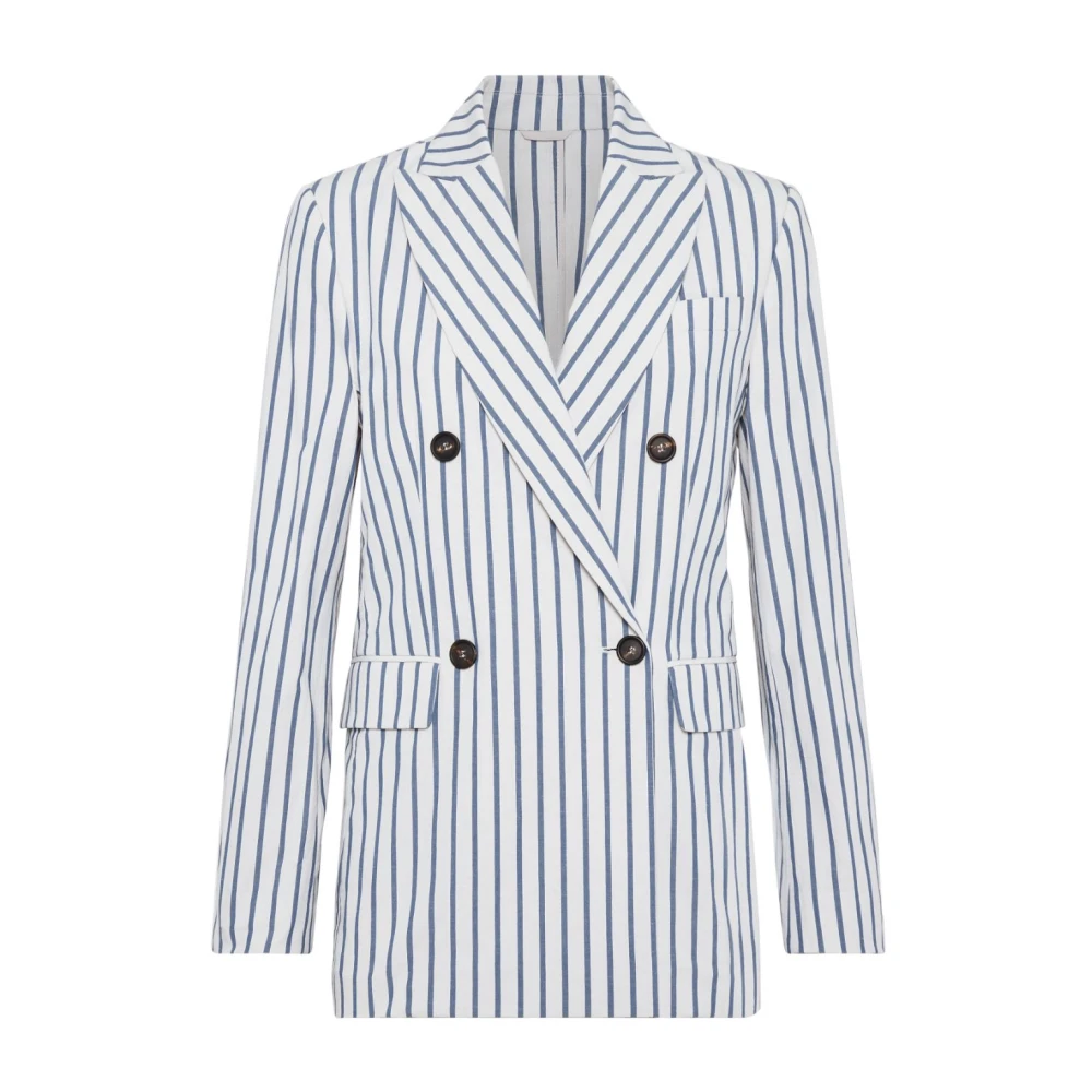 BRUNELLO CUCINELLI Gestreepte Blazer voor Stijlvolle Look Gray Dames