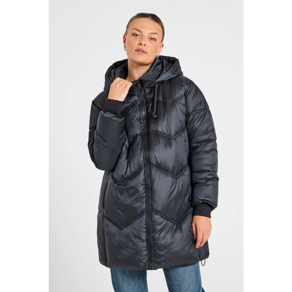 Freequent Gewatteerde Winterjas met Capuchon Black Dames