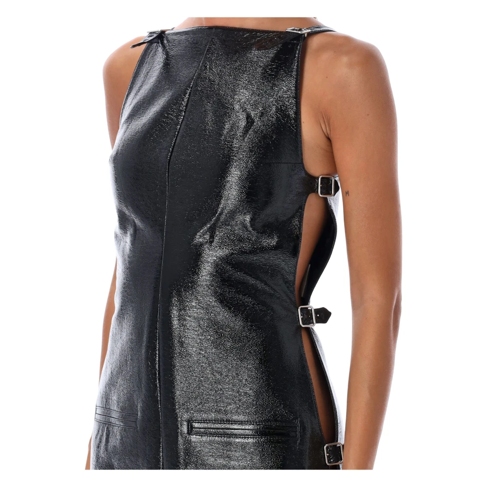 Courrèges Zwarte Vinyl Mini Jurk Aw24 Black Dames