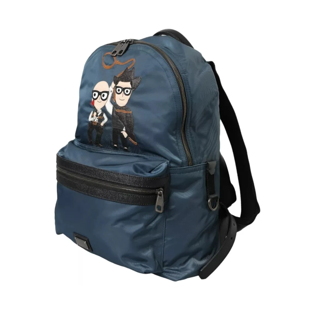 Dolce & Gabbana Blauwe Nylon DGFamily Patch Rugzak Blue Unisex