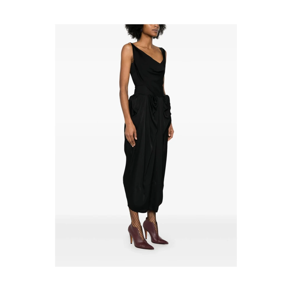 Vivienne Westwood Zwarte Cowl Neck Mouwloze Jurk Black Dames