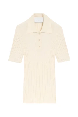 White Knit Short Sleeves Polo