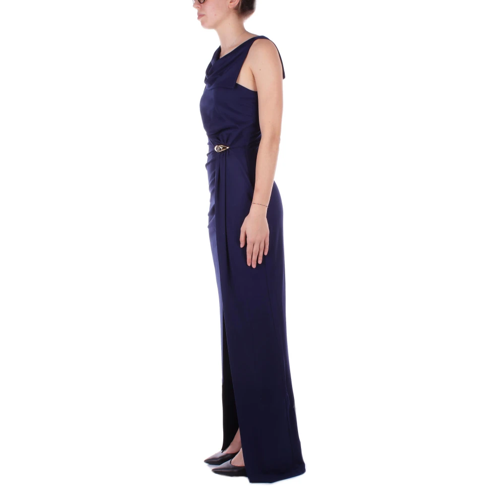 Elisabetta Franchi Blauwe Red Carpet Jurk met Ornament Blue Dames