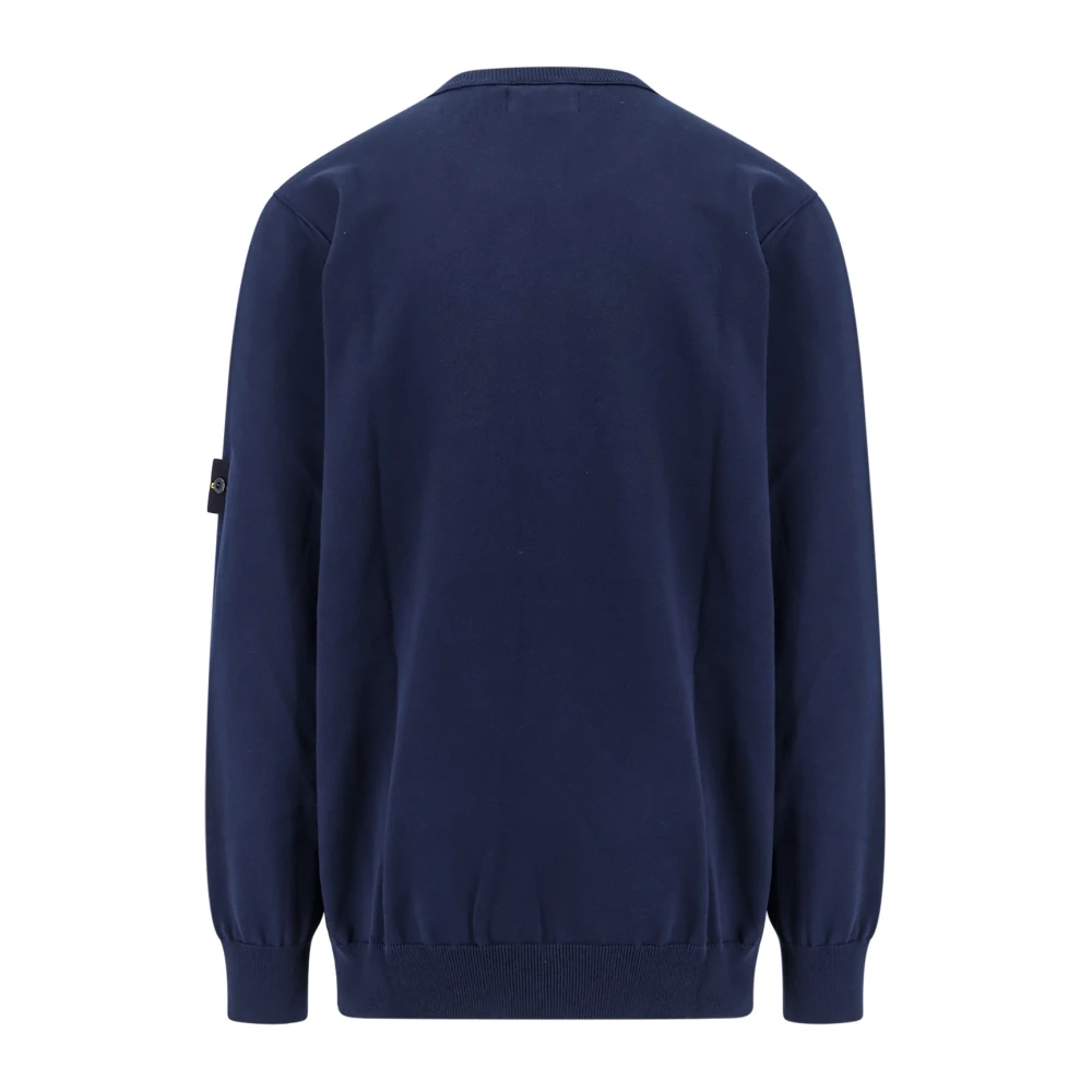 Stone Island Geribbelde Katoenen Crew-Neck Sweater Blue Heren