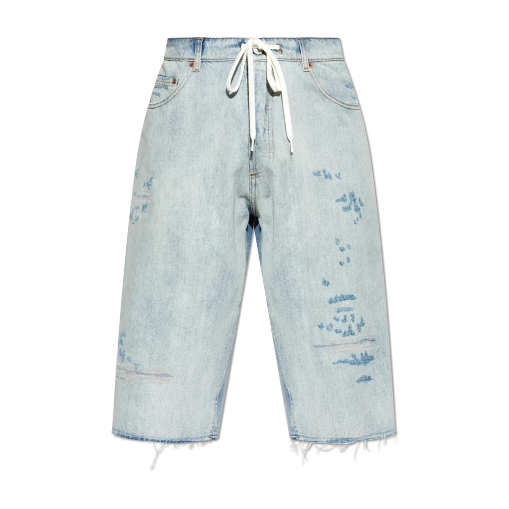 Mm6 Maison Margiela Uomo Blu - Denim Shorts Con Bordo Grezzo - Shorts - L