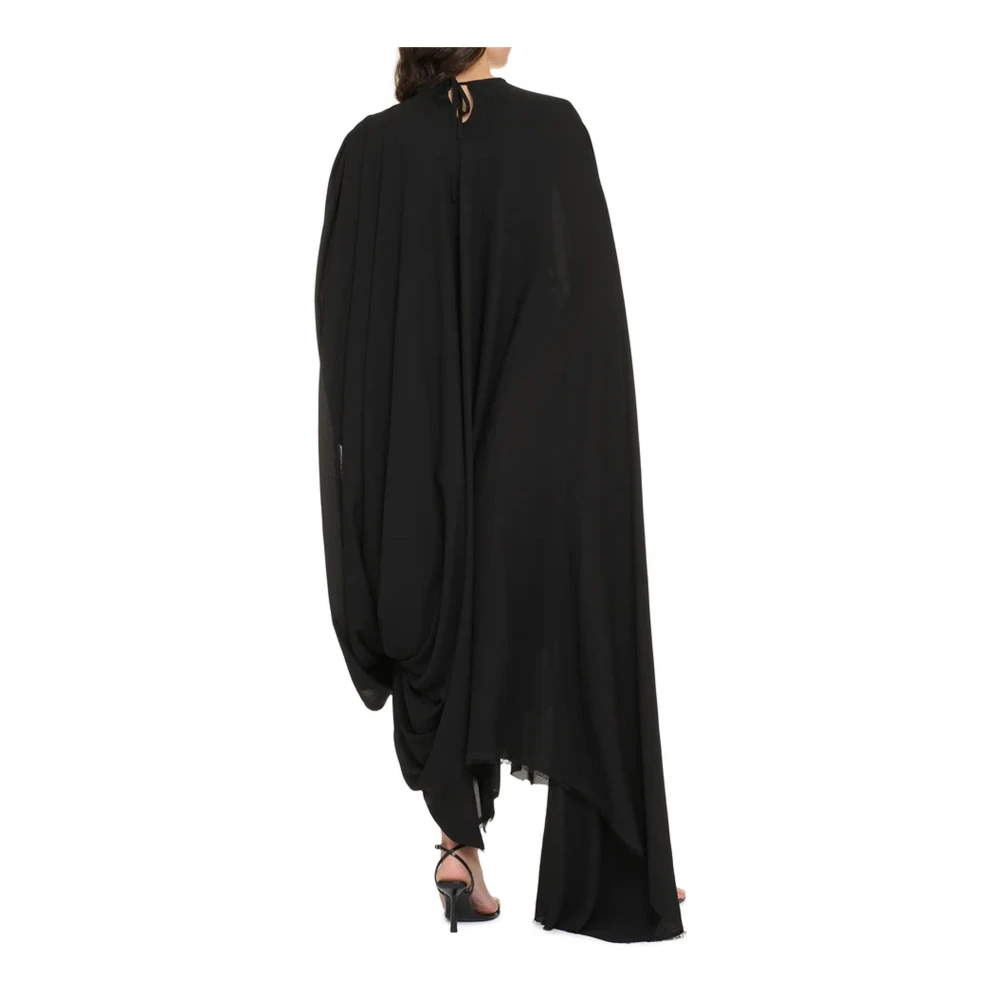 Balenciaga Crepe Jurk met Veterdetail Black Dames