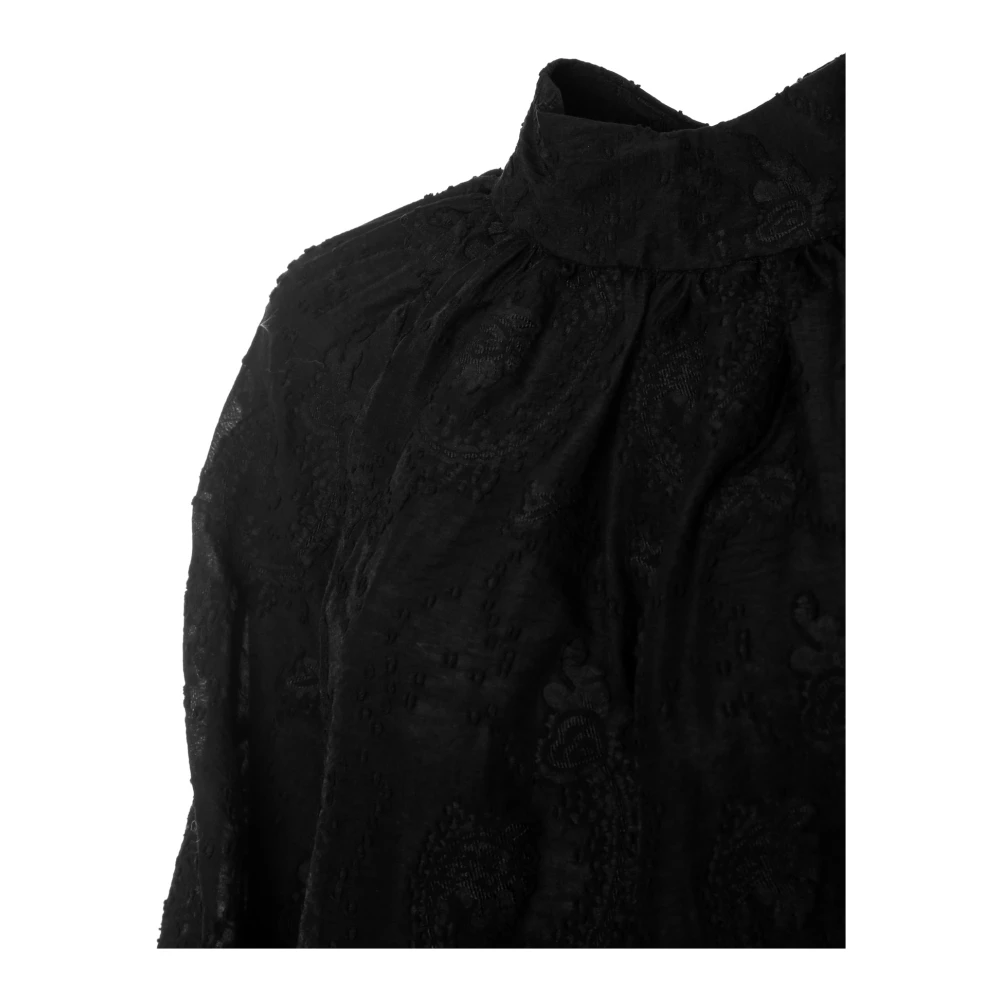 drykorn Bloemen Ballonmouw Blouse Black Dames