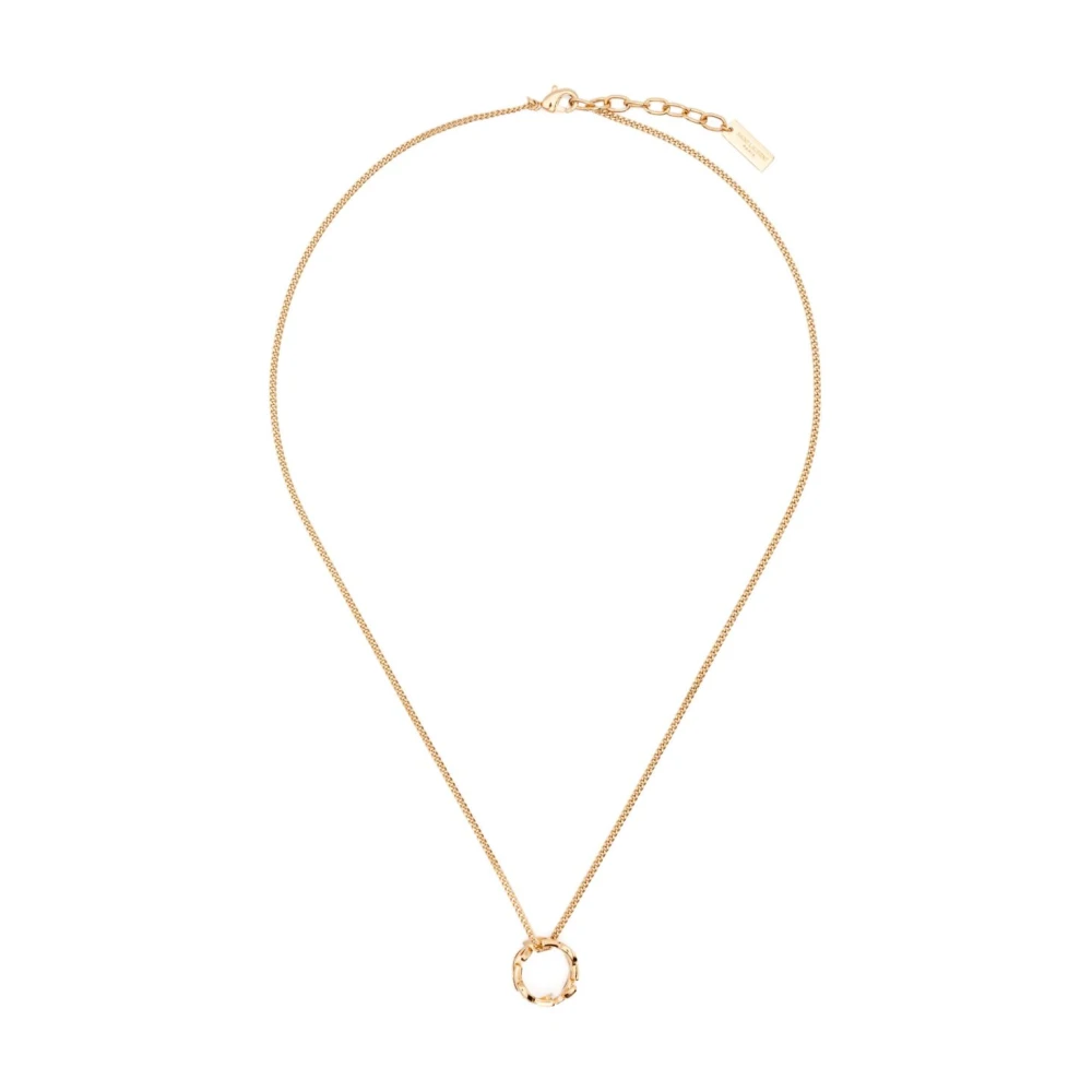 Saint Laurent Women's Yellow Necklaces, One Size, Golden Curb Chain Pendant Necklace