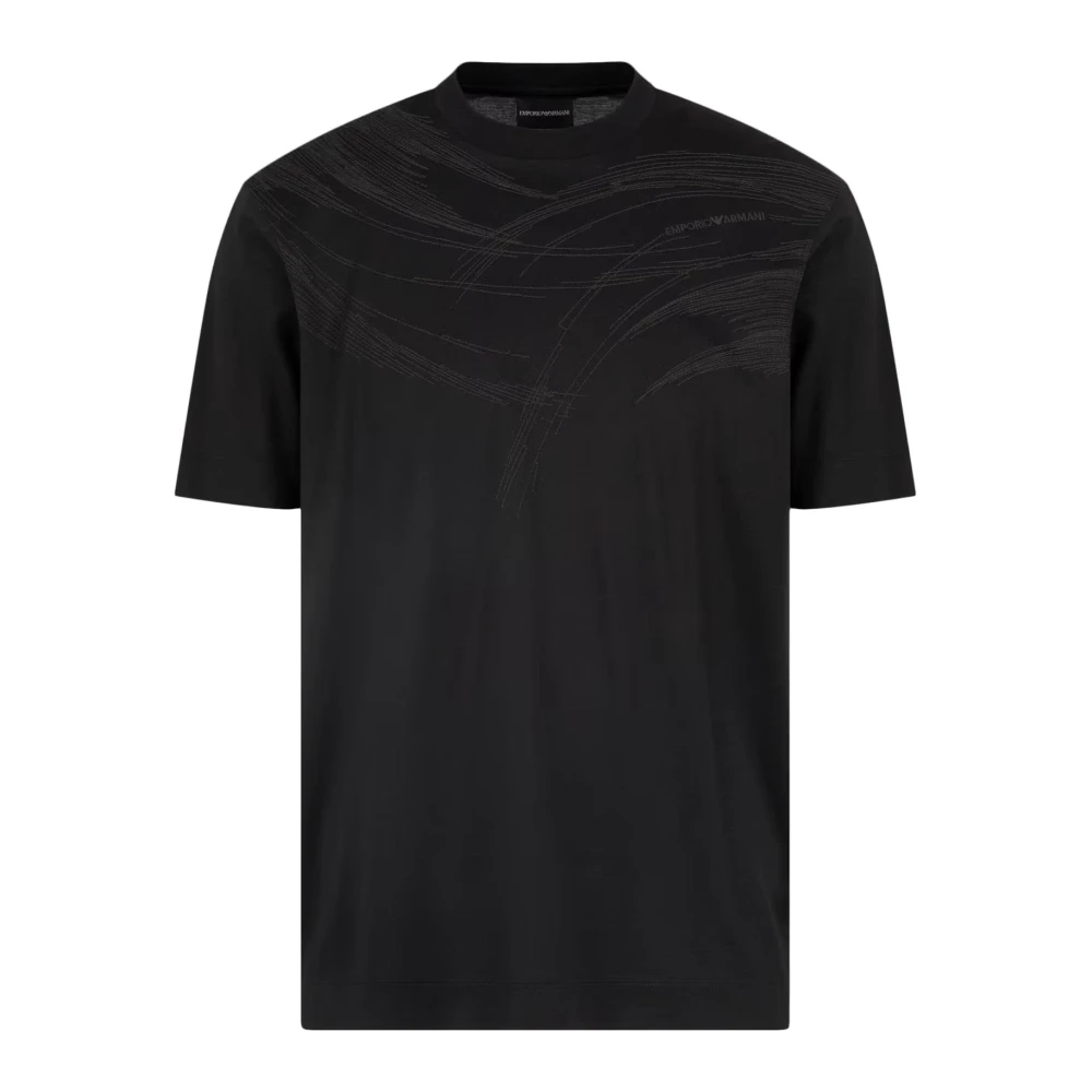 Emporio Armani Zwarte katoenen T-shirt met borduurwerk Black Heren