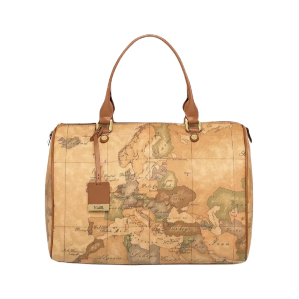 Alviero Martini 1a Classe Geo Clic Handtas met Logo Applicatie en Ritssluiting Brown Dames