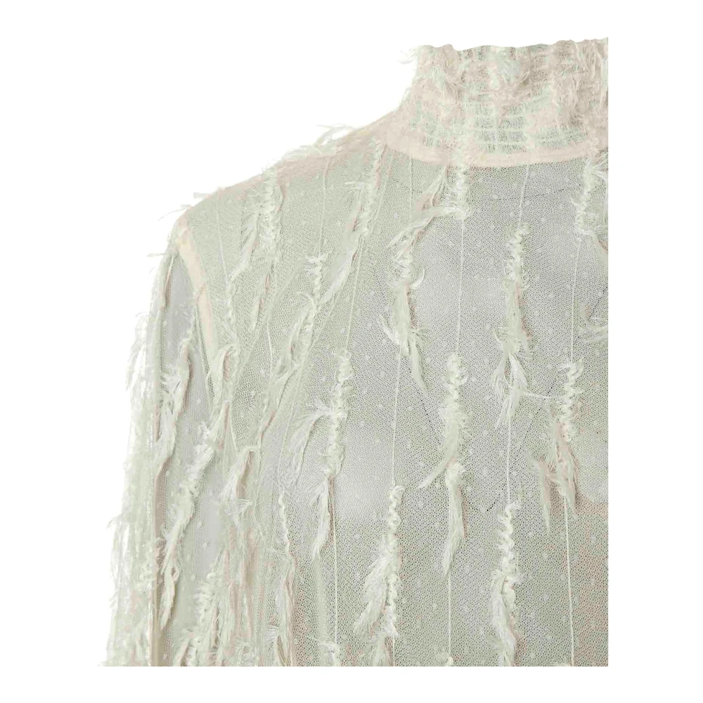 Munthe Doorschijnende blouse met opstaande kraag White Dames