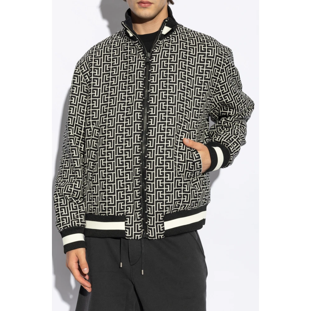 Balmain Omkeerbare jas met monogram Black Heren