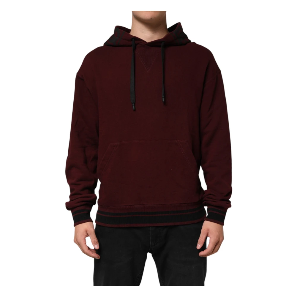 Dolce & Gabbana Men's Brown Burgundy Plaid Hoodie Jumper - Hoodies - 3XL - Sweatshirts & Hoodies