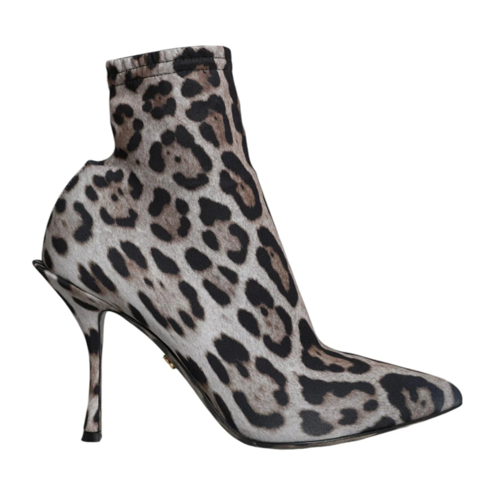 Dolce & Gabbana Leopardmönster Ankelboots Lädersula Multicolor, Dam