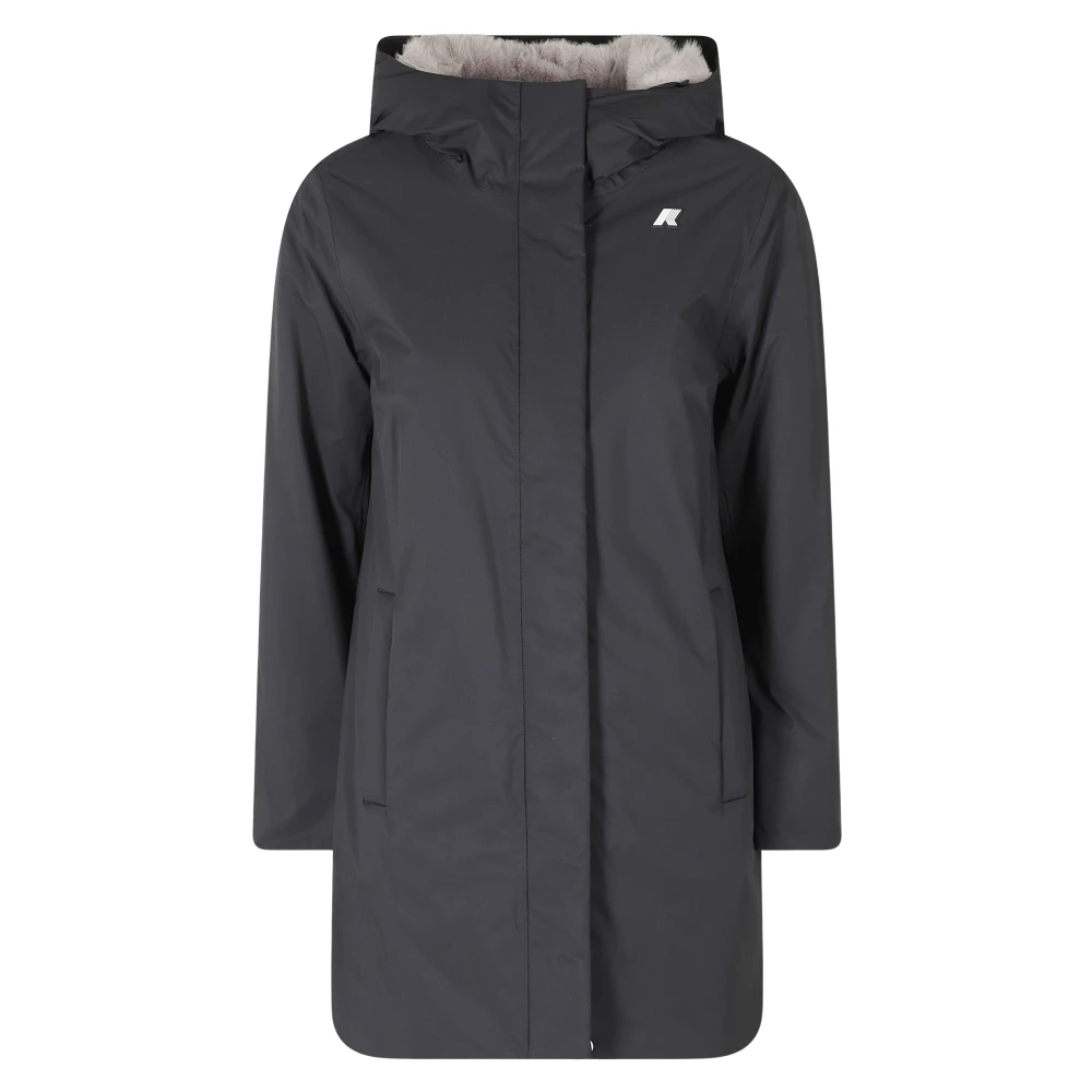 K-Way Donna Nero Cappotti, Xl, New,