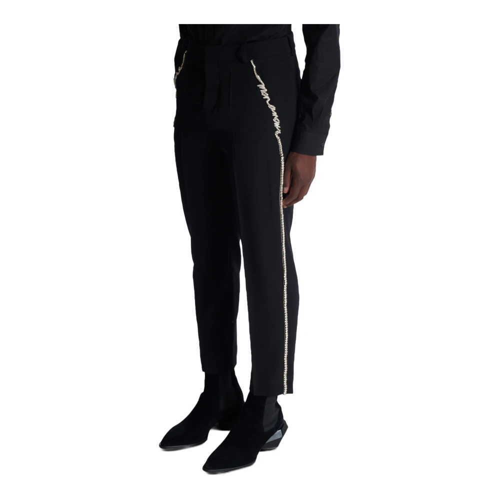 Balmain Geborduurde op maat gemaakte grain de poudre-broek Black Heren