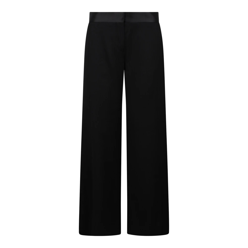 Victoria Beckham Wijde broek met satijnen bies Black Dames